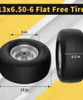 Front Flat Free Lawn Mower Tire And Wheel Replacement For Zero Turn Mowers 13x6.50-6 500 Lb Load 2 Pack