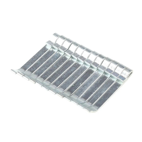 Rock Solid Heavy Duty Drawer Slide Retention Clips for Tool Boxes Fits One and Five Eighths Inch Drawer Slides NAPA MAC MATCO Proto Craftsman Four Pack Built to Last with Heat Treated Steel on white background.