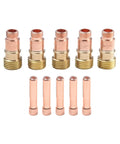 Get Ready For Precision Welding With This Stubby Gas Lens Kit compatible with WP17 18 26 torches featuring five nozzles and collets.