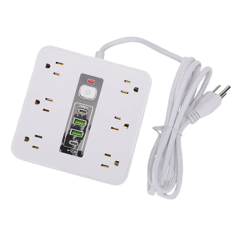 Absolute Game Changer 16 In 1 Smart Power Strip With Twelve AC Outlets and dual USB ports, featuring a compact design and heavy duty surge protection.