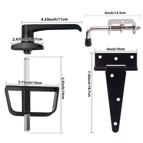 Heavy Duty All In One Shed Door Hardware Kit With L Handle Lock And Six Inch T Hinges In Matte Black Weatherproof Finish For Outdoor Storage Units Barn Doors And Garden Playhouses Includes Mounting Screws And Easy Install