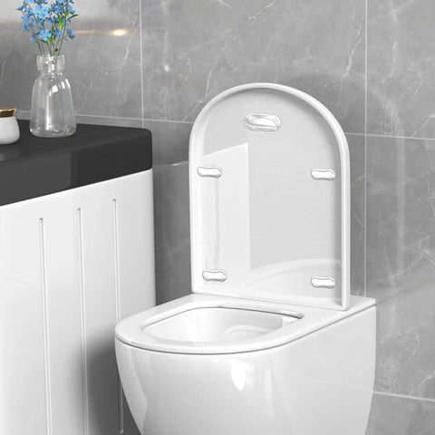 Toilet seat lid showing Clear Silicone Toilet Seat Bumpers Replacement Kit For Bidet Attachments Universal Fit With Strong Adhesive Cushions.