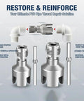 Upgraded 4 In 1 Plastic Pvc Water Pipe Threading Die Set With Internal External Thread Cutter For 1/2 3/4 And 1 Inch Pipes, showing durable metal construction and universal PVC compatibility.