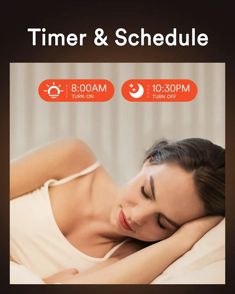 Woman sleeping with scheduled timer for Canless 6 Inch LED Recessed Light With Color Changing RGBW Downlight 13W 1000lm
