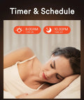 Woman sleeping with timer schedule graphic for 6 Inch Canless LED Recessed Lights 13W 1000LM Smart Color Changing Downlights