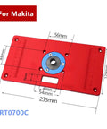Heavy Duty Aluminum Router Table Insert Plate With Fast Align Center Bushing For Woodwork Stations, red, 240x120mm size.