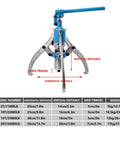 Beast Mode Heavy Duty 15 Ton 33000LB Hydraulic Bearing Puller Kit With 3 Jaw Hub Separator Gear Splitter Tool Solid Carbon Steel Built For Brake Drums And Auto Repair Boss Level Shop Equipment That Gets The Job Done Real Fast. 15T model with 3 jaws and dimensions
