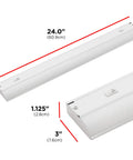 24 Inch Hardwired Under Cabinet Lights with 3 Color Temperatures 2700K Warm, 4000K Cool, 5000K Daylight, 825 Lumen High CRI LED dimensions