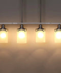 Six Light Kitchen Island Chandelier In Brushed Nickel Finish Modern Pendant Ceiling Light With Frosted Glass Dope Look