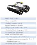 GBT To Type 2 EV Charger Adapter, 32A 440V Max, shown with specs including low mating force and weatherproof design