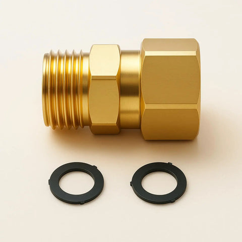Brass Garden Hose Swivel Connector No Leak Seal Easy Rotate 360 Degree Fit Three Quarter GHT To Prevent Kinks Leaks And Boost Water Flow For Outdoor Yard Use, brass fitting with seals