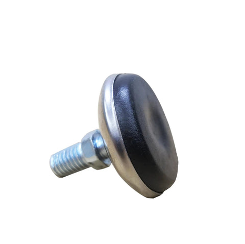 Four Pack Swivel Leveling Feet M8 Thread Adjustable Furniture Glides with steel and nylon base for stable support.
