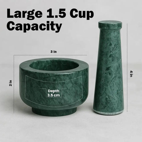 Heavy Granite Mortar And Pestle Set 3 Inch Bowl With One And A Half Cup Capacity For Grinding Spices Herbs And Garlic Make Fresh Guacamole At Home Like A Pro Grind Like A Boss Manual Kitchen Grinder Stone with large 1.5 cup capacity