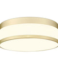 Gold Ceiling Light With Frosted Glass Flush Mount LED Hallway Fixture, Dope Modern Gold Metal Finish, 11 Inch Diameter, E26 Base