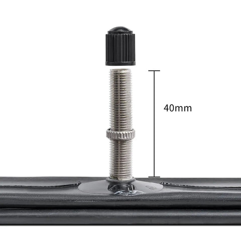 Close-up of 40mm Schrader valve on 26 Inch Heavy Duty Bike Inner Tubes 26 By 1.75 To 2.25 Inch 45 57 559 TR4A 40L
