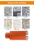 BGTEC orange diamond core drill bit, 45 mm (1-3/4"), 5/8-11 thread for marble/concrete, vacuum brazed outside/inside