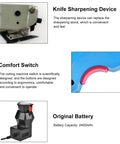 Knife sharpening device, comfort switch, and original battery for Cordless Electric Scissors Rotary Cutter 3 Point 6V Rechargeable 4500 RPM 35W