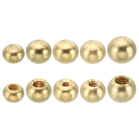 Brass Ball Finial Caps Set For Lighting, M3 M4 M5 M6 Threaded Nut Knobs, Decorative Lamp Cap Nuts, Gold Tone, 7.5mm 10mm 12mm Sizes