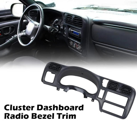 G-PLUS dark gray dash bezel trim for Chevy Blazer, S10, GMC Jimmy, S15 Sonoma (1998-2004) front view