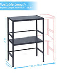Two Tier Expandable Metal Storage Shelves Built For Tough Use With Adjustable Heights From 18.7 To 28.3 Inches Heavy Duty 150 Lbs Per Shelf Utility Rack For Kitchen Garage Laundry Bathroom Pantry And Warehouse, black metal shelf
