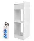 Sturdy 3 Tier Solid Wood Water Dispenser Rack With Drawer And Top Shelf 39 Inch Tall 5 Gallon Water Jug Storage Stand, side view