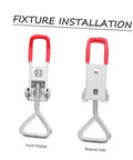 4 Pack Adjustable Metal Toggle Latch Clamps For Cabinets, Doors, Boxes And Toolboxes Up To 360 Lbs Capacity, Easy Install Pull Hasp Lock With Galvanized Iron, Plated Joints, Heavy Duty Security Latch Hardware, front and reverse side