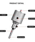 Badass Heavy Duty 6 Piece Concrete Hole Saw Set With SDS Plus Shank Tungsten Steel Carbide drill bit details showing components.