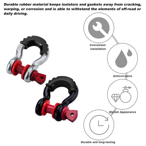 Close-up of Built Tough Rubber Shackle Isolators And Washers Kit For Three Quarter Inch Shackles, showing durability and anti-corrosion features.