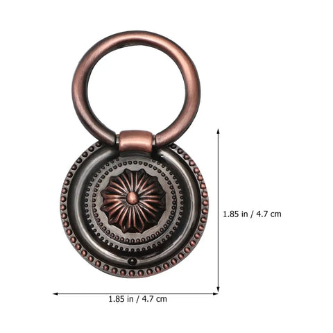 5 Pack Round Vintage Cabinet Drawer Pull Handles With Red Bronze Finish Dope Vintage Look 47mm Diameter Single Hole Metal Knob Rings