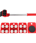 HQO LOVL Furniture Glider Kit with Four Carbon Steel Slides for Sofa Fridge Moving - Easy lifter tool set with rollers and prybar.