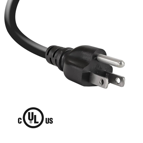 Beefy Heavy Duty 3 Foot 12 Gauge 3 Prong Open End Power Cable SJT 12AWG 20 Amp Appliance Replacement Wire UL Listed NEMA 5 15P Black