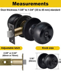 10 Pack Interior Door Knobs With Privacy Locks In Matte Black Round Ball Handles, Adjustable Latch, Fits Standard Backset