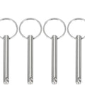 Quick Release Pins 1/4 Inch Diameter, 1.5 Inch Usable Length, 2.76 Inch Total Length, Marine Grade Carbon Steel, Pack of 4