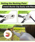 Pro Grade Archery Bow Tuning Kit with copper pliers and brass nocking points for recurve bow adjustments.