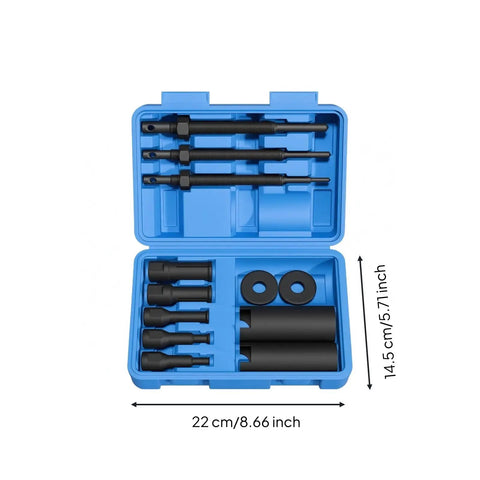Pro Bearing Puller Kit For Inner Housing Removal With Case Darkened Finish For Car Moto EV Repair Includes Rods Sleeves Tubes Washers Fits Nine To Twenty Three mm Inner Diameter Solid Build Helping You Get Fixed Fast, blue case
