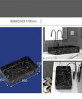 USZWBY Black Marble Pattern Vessel Vanity Sink Above Counter Basin Square Ceramic Wash Bathroom Sink in modern bathroom setting.