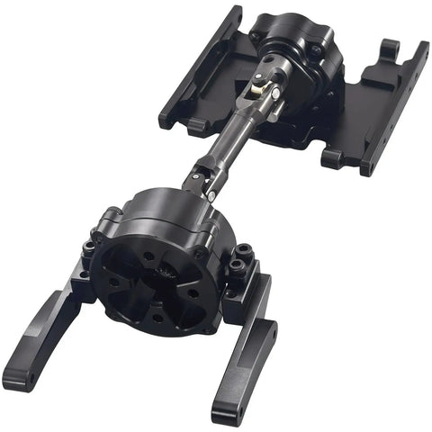 Front Planetary Gearbox And Transfer Case Skid Plate Set With Short Drive Shaft For 1x10 RC Crawler SCX10 II Chassis Black Upgrade