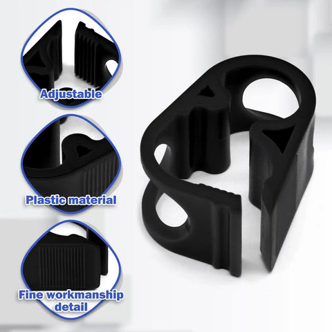 Six Piece Black Siphon Hose Clamp Set With Adjustable Flow Control For 6 To 12mm Tubing, showing POM plastic material