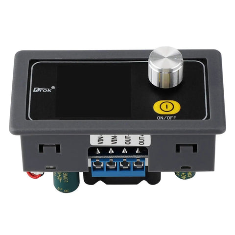 Reliable Adjustable DC Buck Boost Converter with control knob and display for seamless voltage management and quick modifications.
