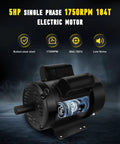 Premium 5Hp Air Compressor Motor Built Like A Tank For Farm Duty Hustles Smooth 1750Rpm TEFC Enclosure 208 230 Volts Reversible Cw Ccw Spin Industrial Grade 184T Frame in black rolled steel design.