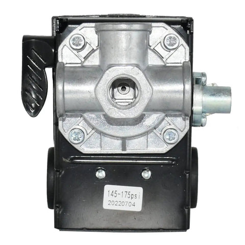 Front view of Pressure Switch For IR Parts 145 to 175 Psi Air Compressor 4 Port Side Wire Feed Adjustable Unloader Replacement 23474653 And 23474653R Durable Compatible With SS3 And More