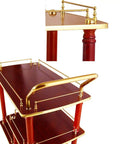 Solid As A Rock Three Tier Serving Cart Heavy Duty Kitchen Utility Trolley With Stainless Steel Accents, close-up view of top shelf.