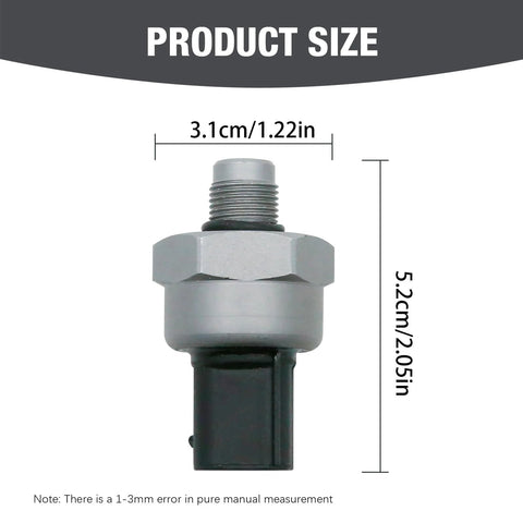Brake fluid pressure sensor with silver threaded metal stud and black plastic housing