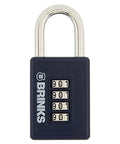Beefy 40mm Four Dial Resettable Sports Padlock with Zinc Die Cast Body and Chrome Plated Shackle Navy Finish for Easy Combo Reset and Heavy Duty Cut Resistant Security, showing dials set to 901.