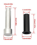 Door Hinge Pin Liners And Bushings Kit For Jeep Wrangler TJ YJ CJ LJ 1986 2006 With Removal Tool Easy Rustproof Replacement To Make Doors Open Smooth Quiet No More Squeaks And Wobble Free DIY Install, silver and black ABS liners with dimensions