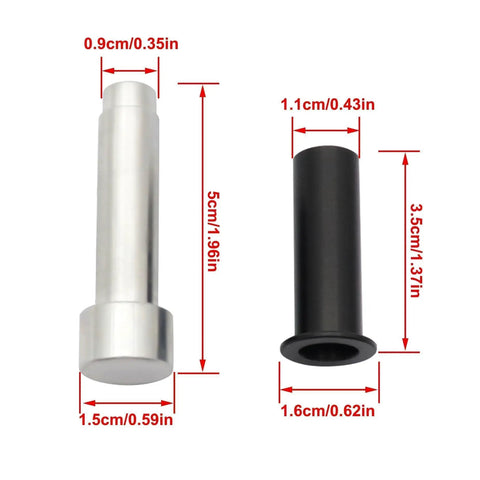 Door Hinge Pin Liners And Bushings Kit For Jeep Wrangler TJ YJ CJ LJ 1986 2006 With Removal Tool Easy Rustproof Replacement To Make Doors Open Smooth Quiet No More Squeaks And Wobble Free DIY Install, silver and black ABS liners with dimensions