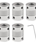 5 Pack Flexible Couplings 5mm To 8mm For NEMA 17 Stepper Motors In 3D Printers And Tiny CNC Machines, aluminum alloy, with hex wrench