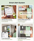 WiFi Refrigerator Thermometer With Freezer Alarm and Remote Temperature Monitoring Dope App Alerts Email Buzzer Power Outage Alerts Pass Through Outlet Hub Two Sensors Ultra Flat Probe for Home Kitchen smart alert system