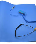 High Temperature ESD Mat Kit With Wrist Strap And Ground Cord For Electronics, 16x24 Inch Anti Static Desk Pad In Blue