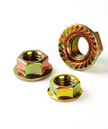 M8 1.25mm Anti Loosening Serrated Hex Flange Lock Nuts Yellow Zinc Plated Full Thread 30 Piece Value Pack For Home DIY Projects And Workshop Use